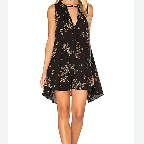 Free People Snap Out of It Swing Sleeveless Black Floral Dress Size Small - Picture 1 of 7